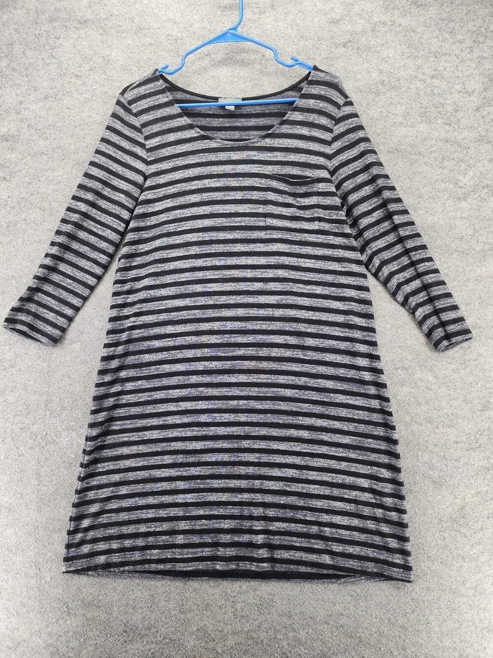 Market Spruce Dress Womens Medium 3/4 Sleeve Gray Black Striped